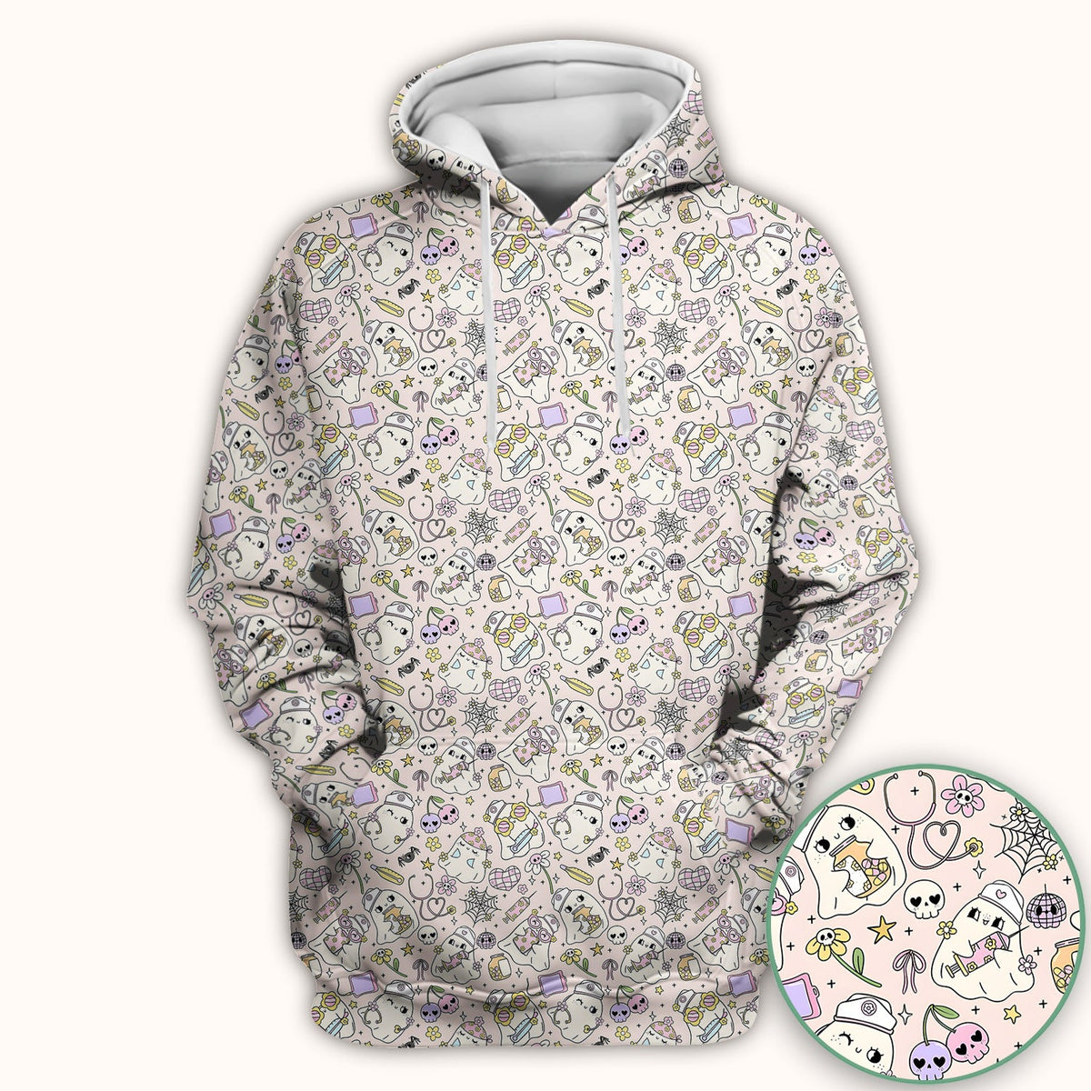 Halloween Ghosts Nurse Scrub Top