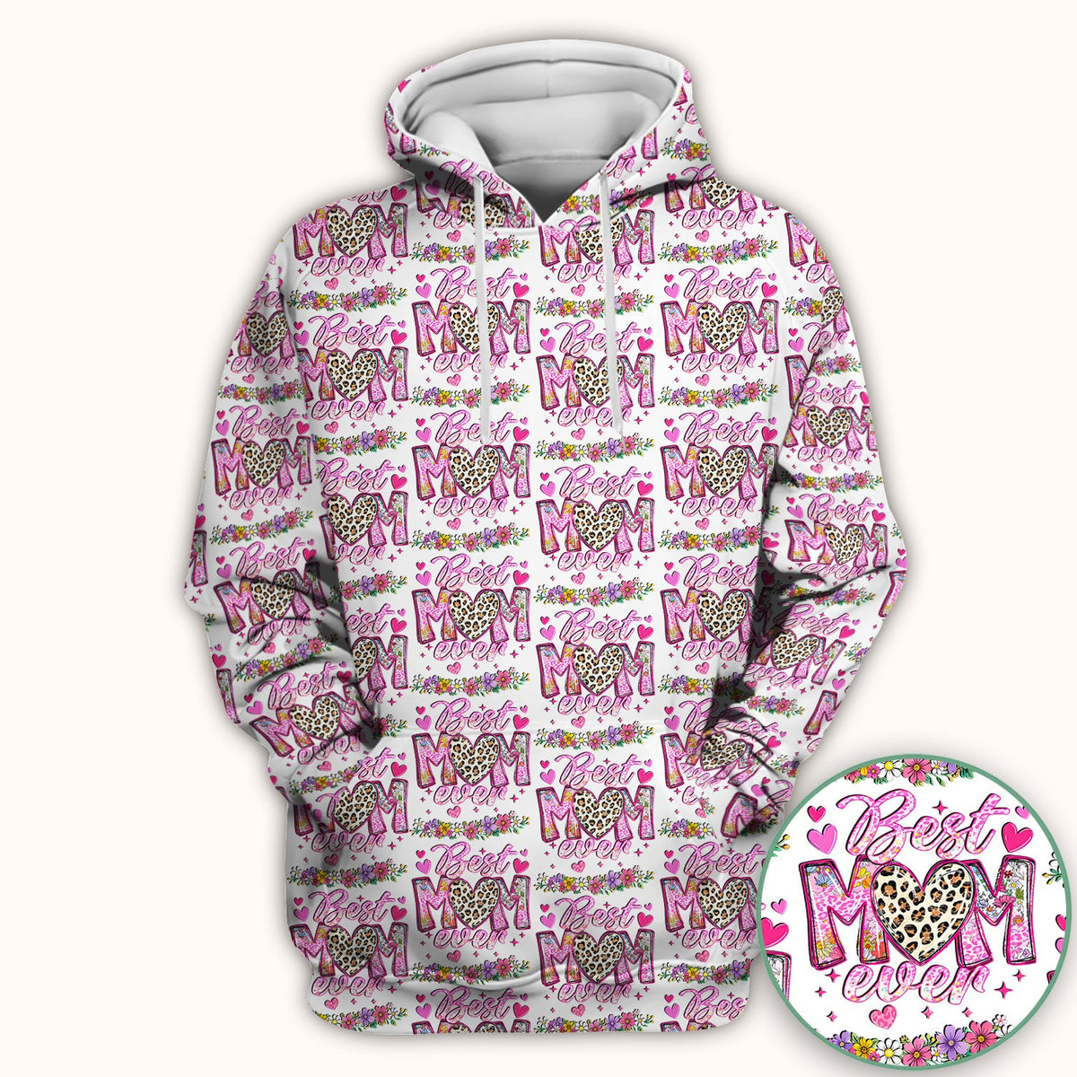 Best Mom Ever Leopard Heart Nurse Scrub Top