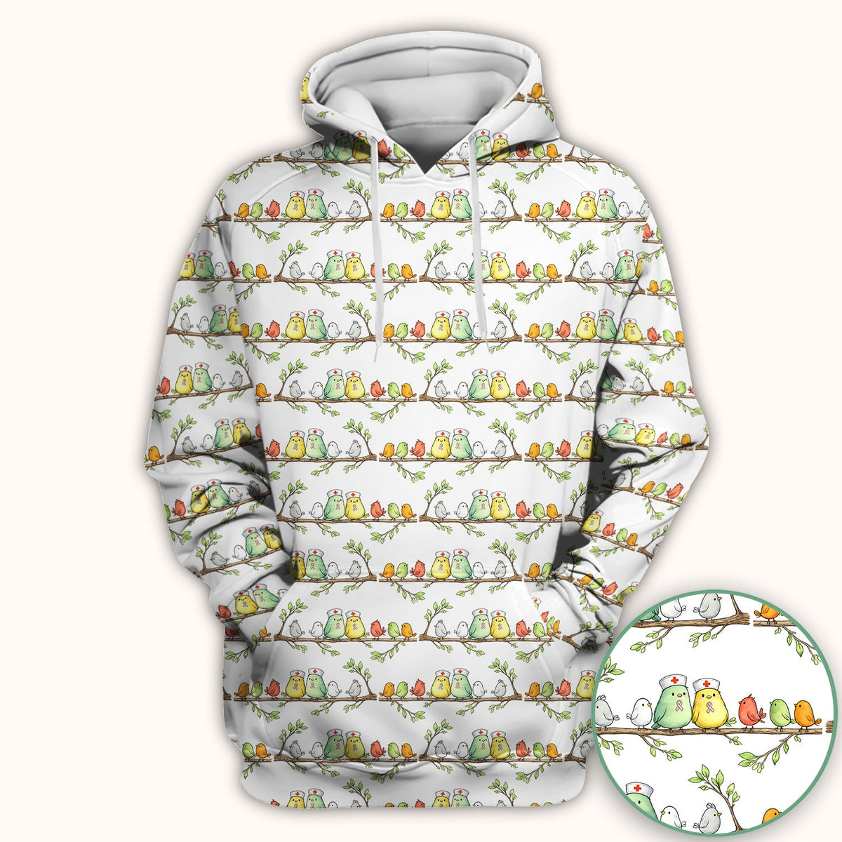Birds On Branches Nurse Scrub Top