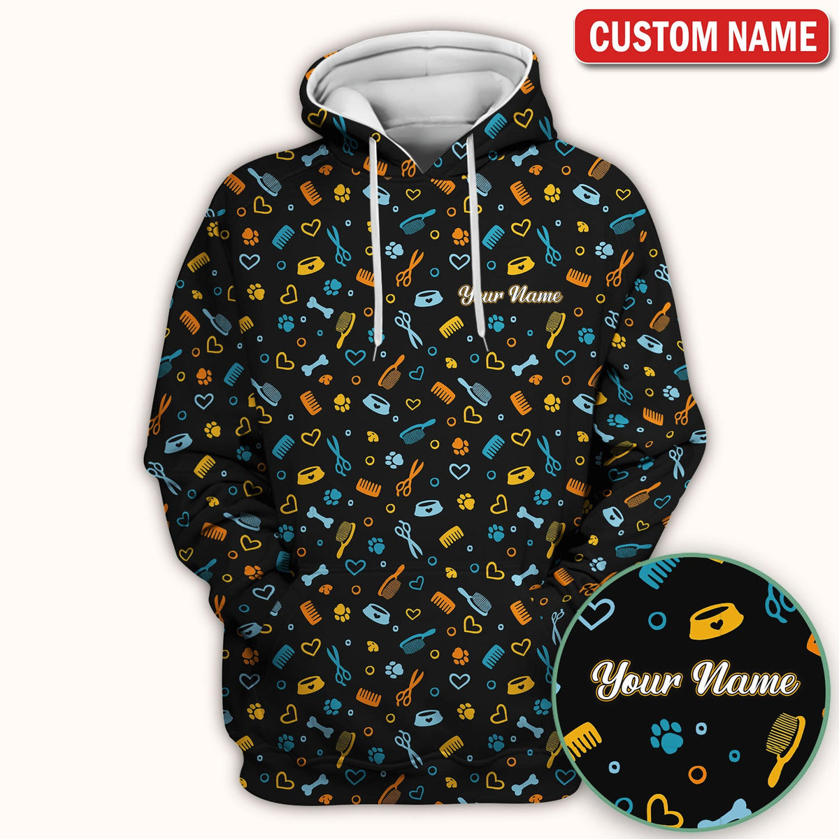 Personalized Dog Cat Grooming Nurse Scrub Top