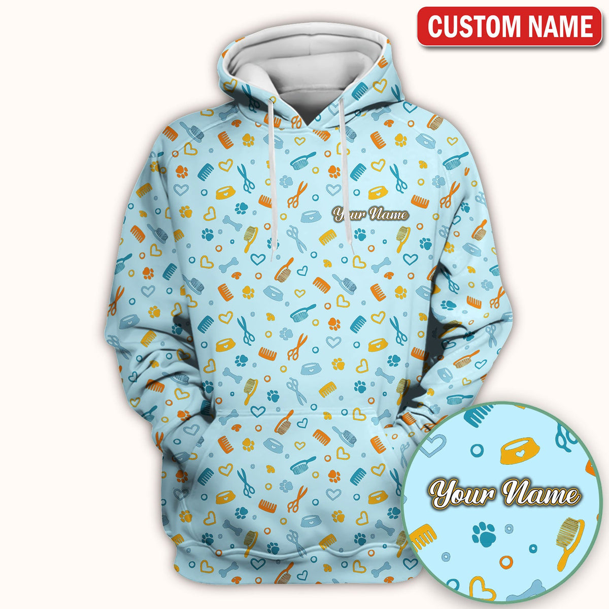 Personalized Dog Cat Grooming Nurse Scrub Top