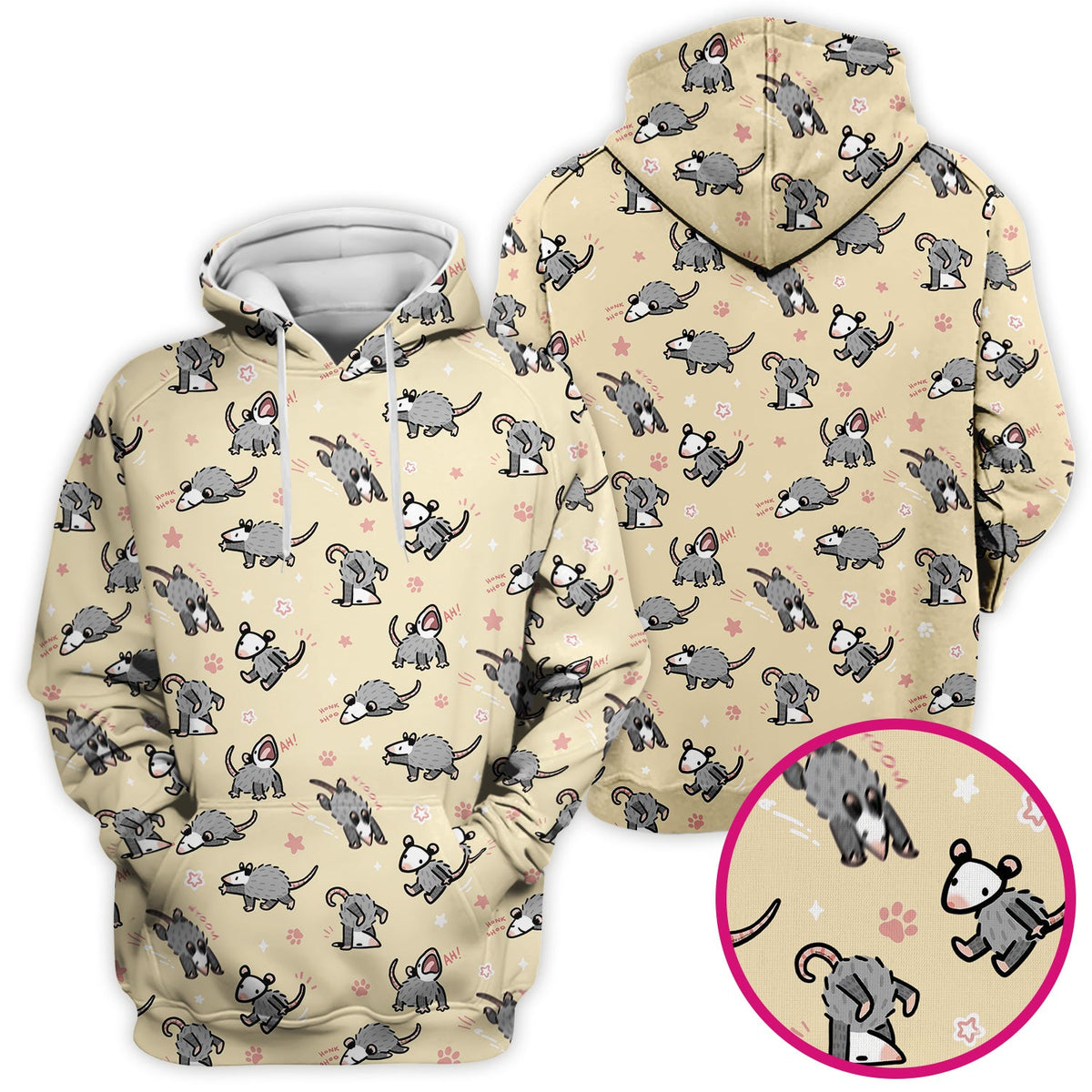 Cartoon Opossum Nurse Scrub Top
