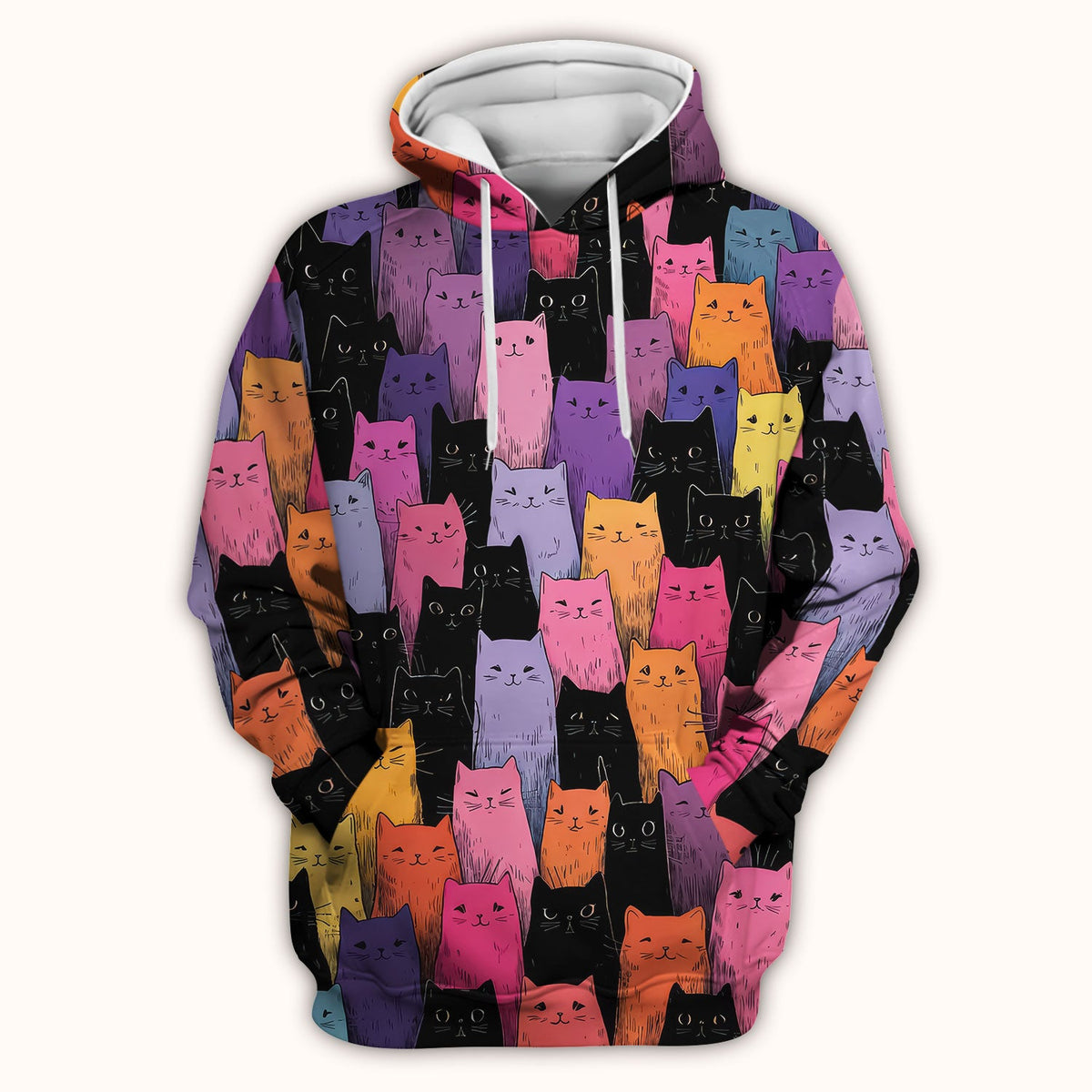 Colorful Cat Art Nurse Scrub Top