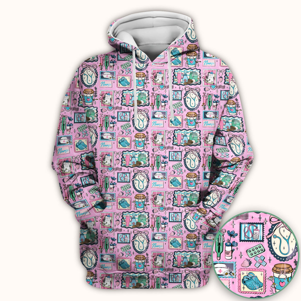 Stethoscope Syringe Frame Nurse Scrub Top