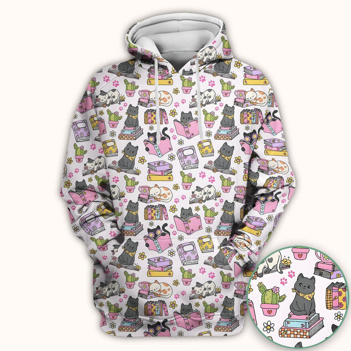 Cat Book Cactus Nurse Scrub Top