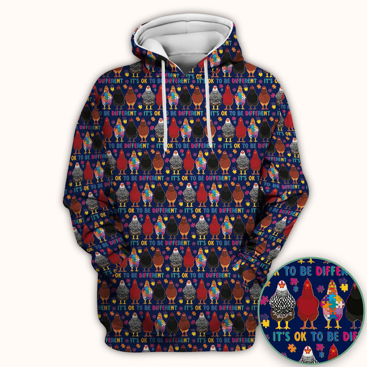 Autism Chicken It's OK To Be Different Nurse Scrub Top