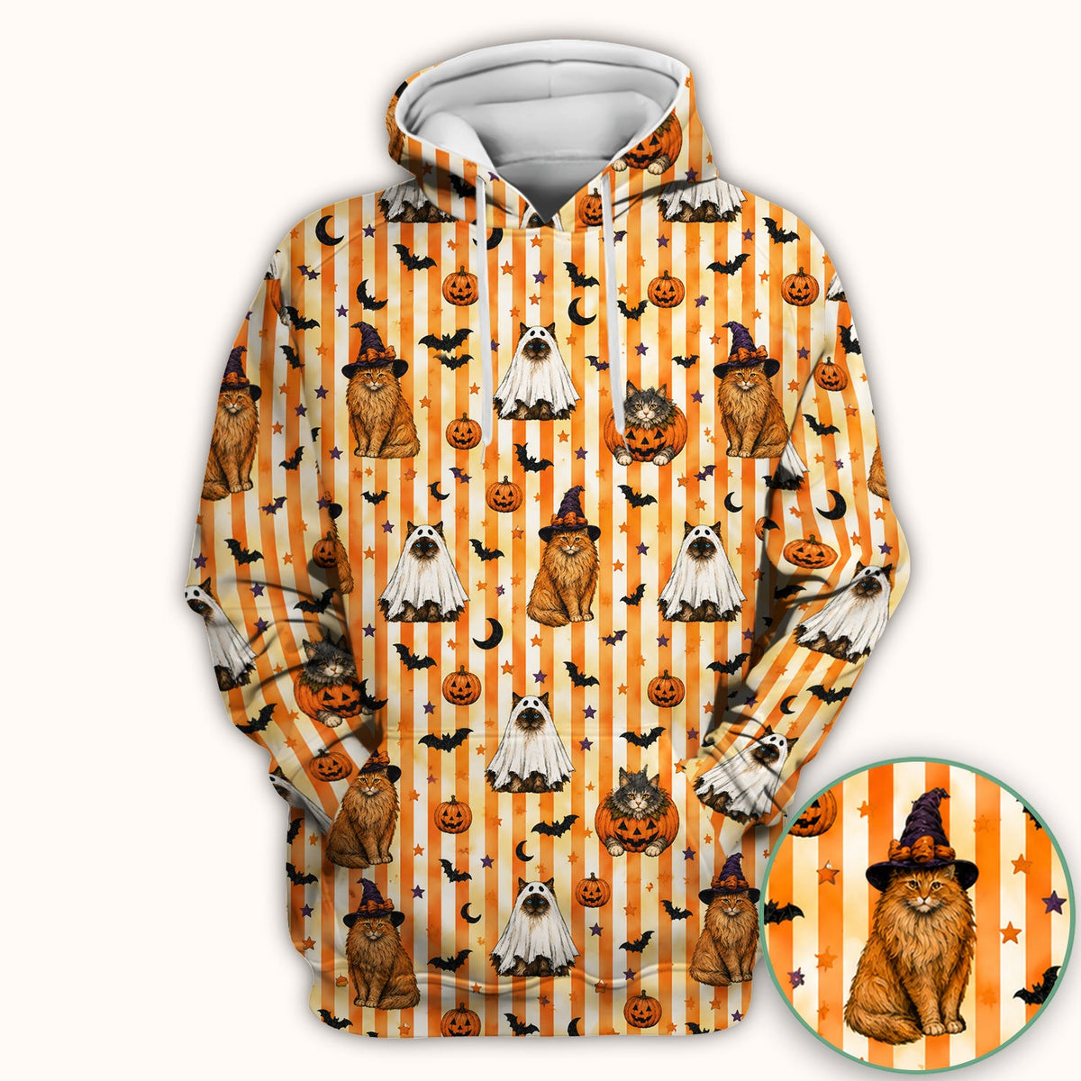 Cat Print Nurse Scrub Top - Halloween Gift