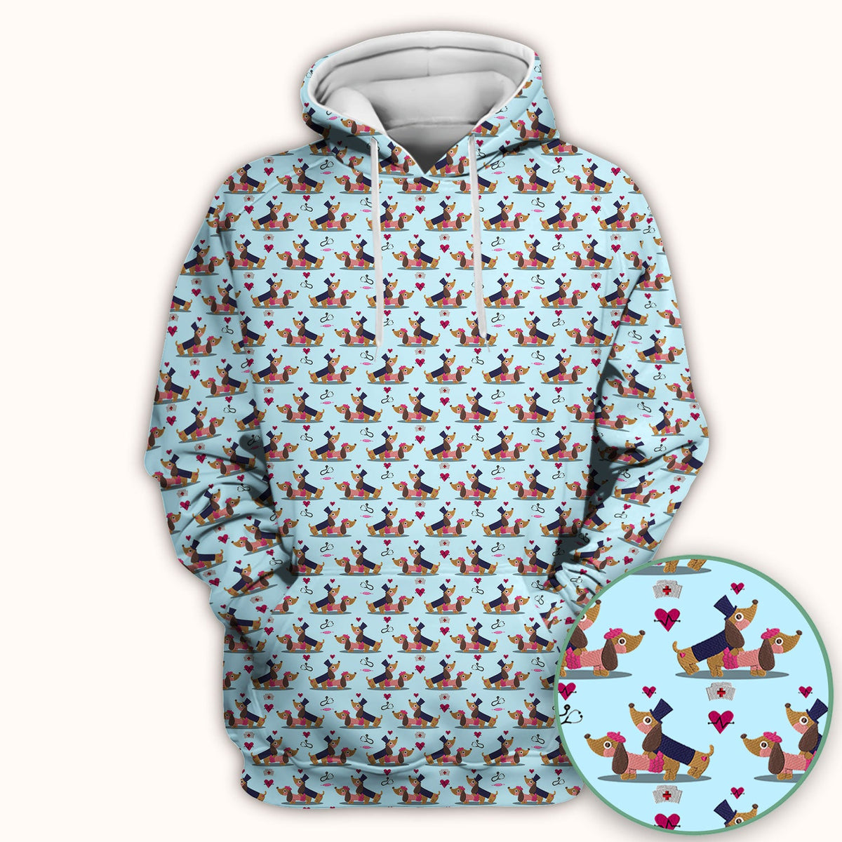 Dachshund Nurse Scrub Top - Valentines Day Gift