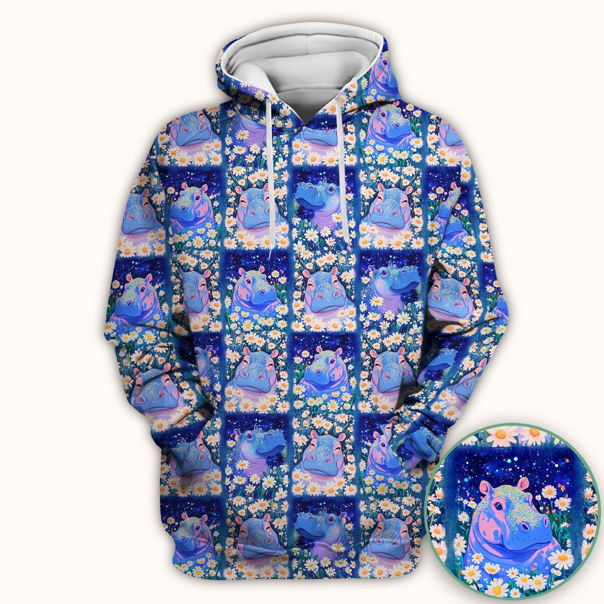 Hippo Daisy Patchwork Nurse Scrub Top