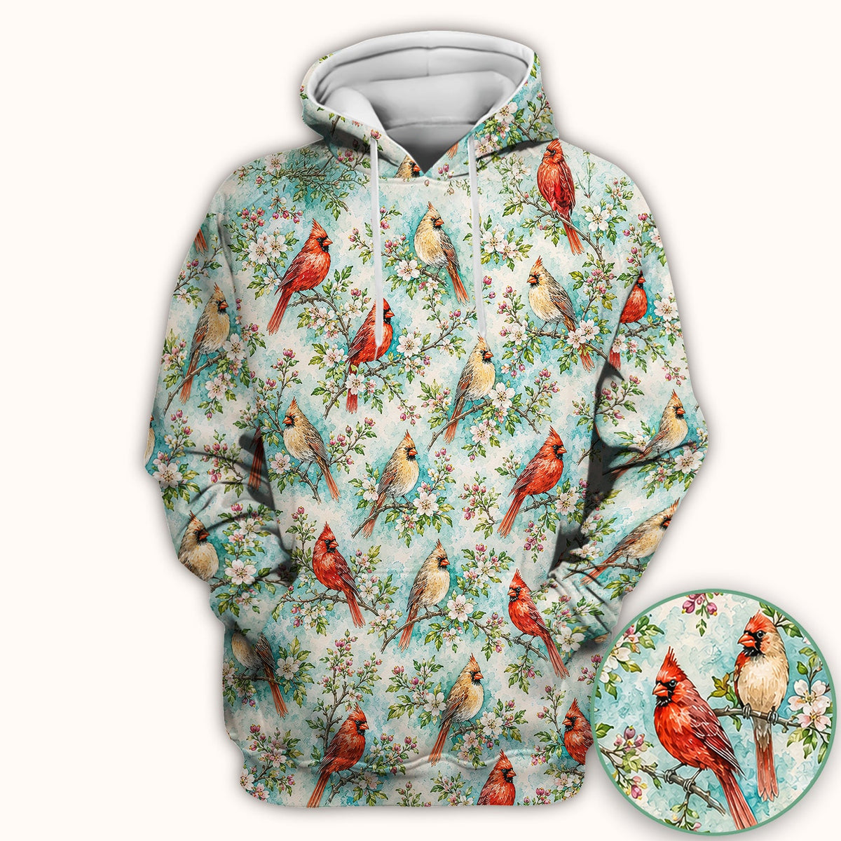 Cardinal Blossom Branch Nurse Scrub Top