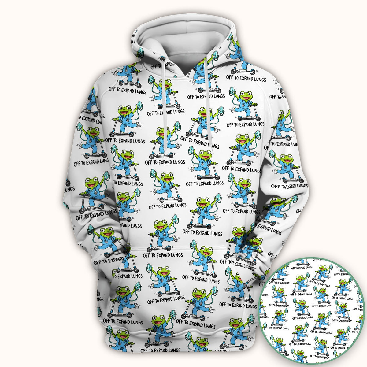Off To Expand Lungs Frog Nurse Scrub Top