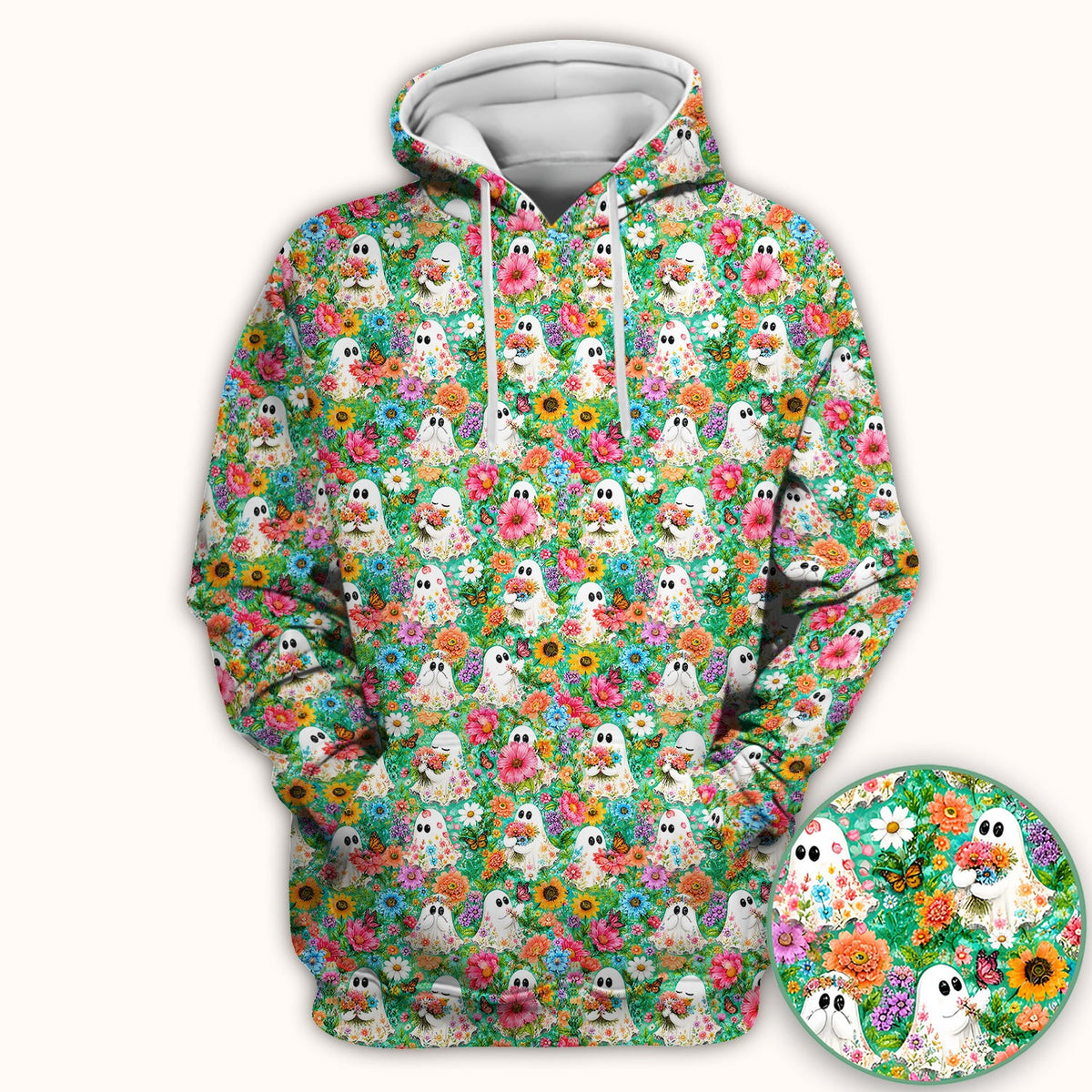 Halloween Floral Ghosts Nurse Scrub Top