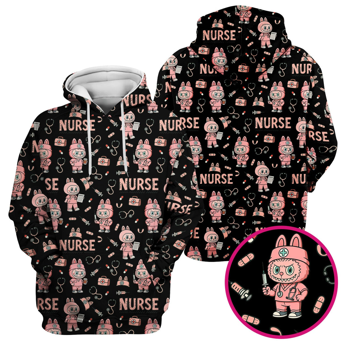 Bunny Cartoon Nurse Scrub Top