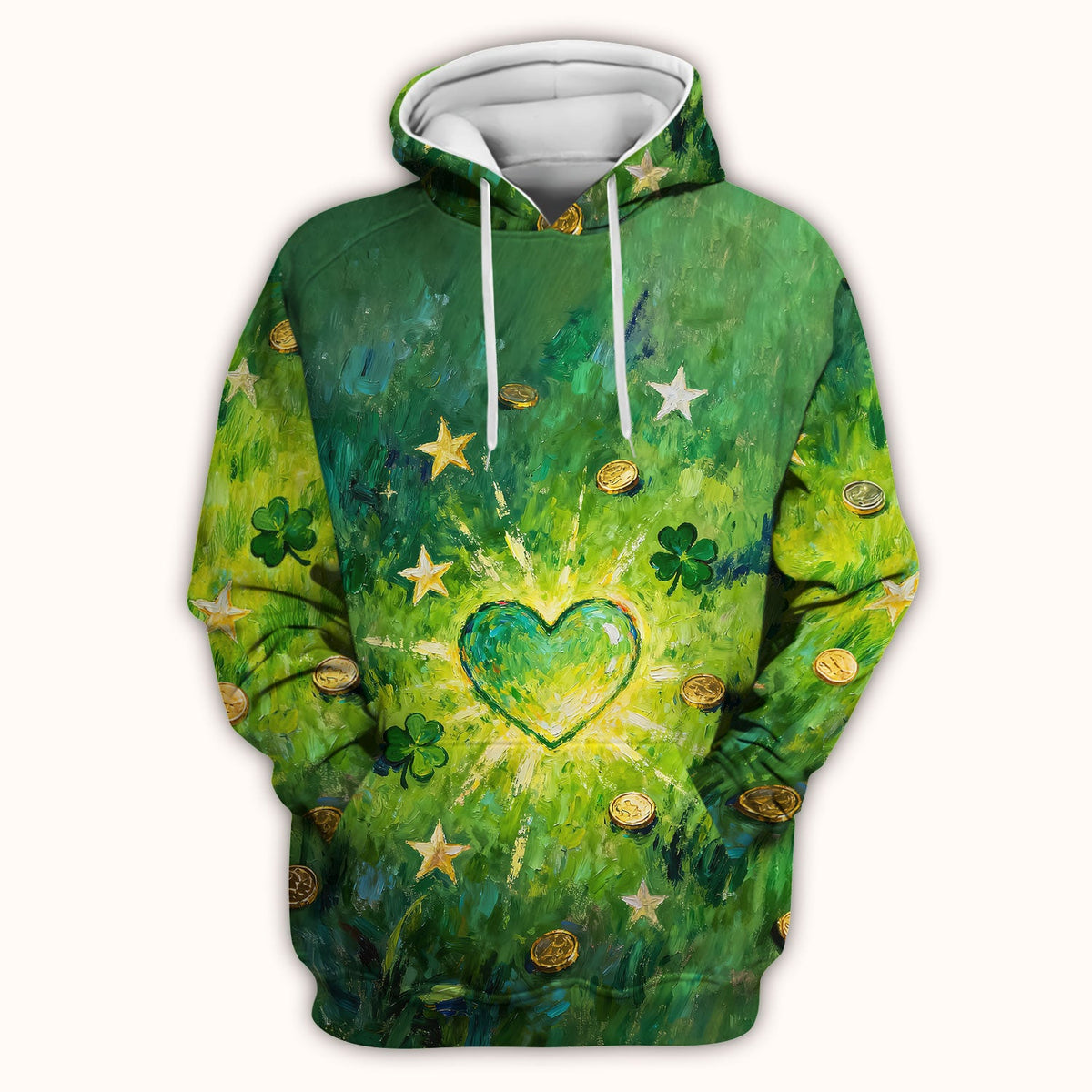 St Patrick Lucky Shamrock Heart Nurse Scrub Top