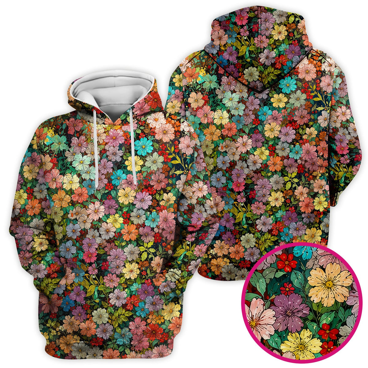 Colorful Wildflower Garden Bloom Pattern Nurse Scrub Top
