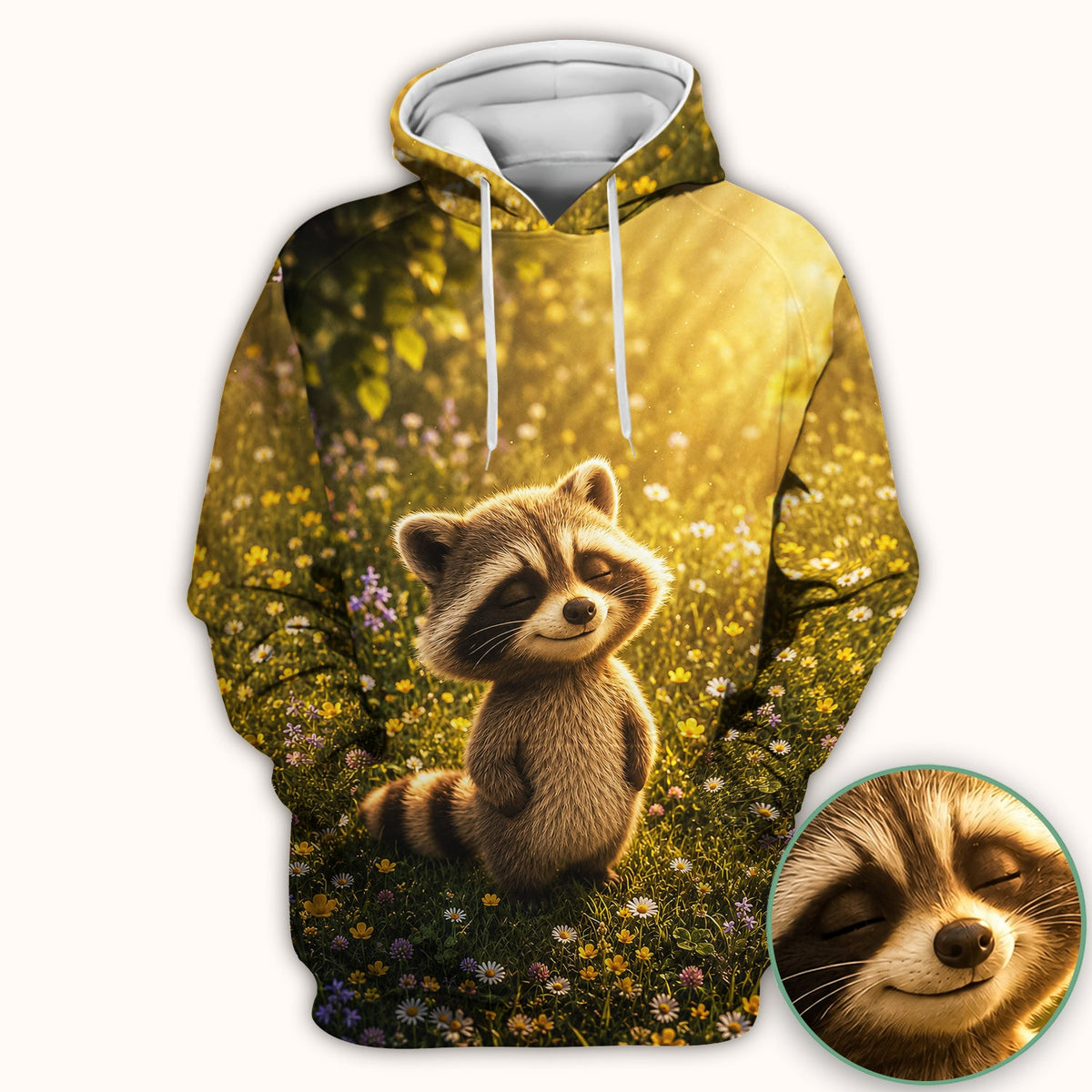 Smiling Raccoon Meadow Flower Nurse Scrub Top