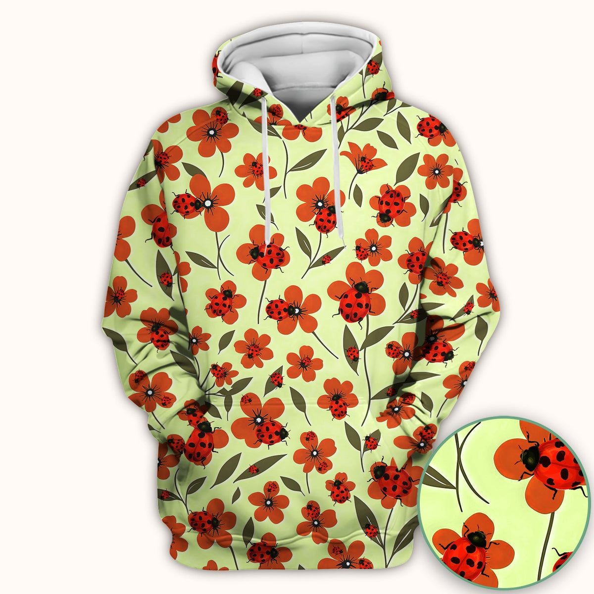 Ladybug Orange Floral Garden Nurse Scrub Top