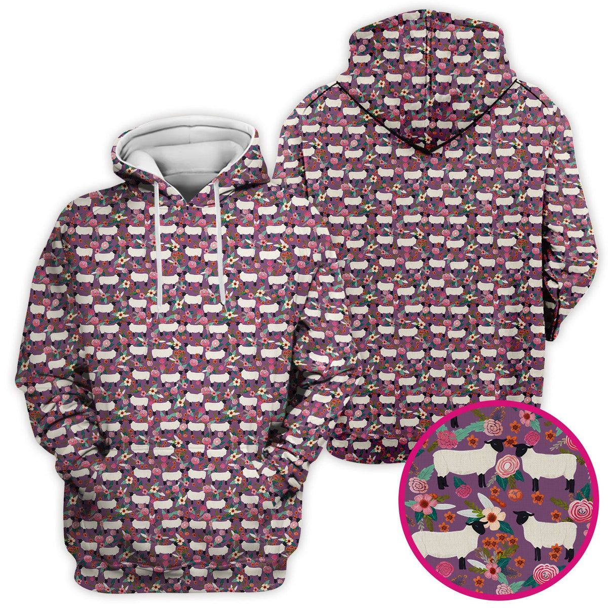 Sheep Floral Meadow Nurse Scrub Top