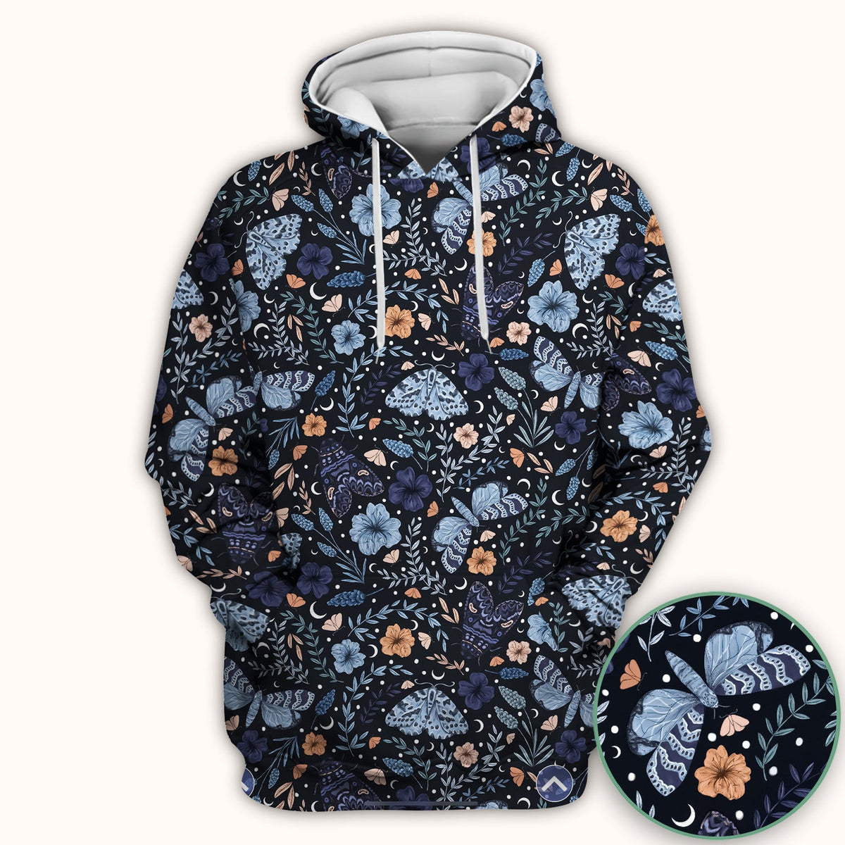 Night Moth Butterfly Floral Nurse Scrub Top