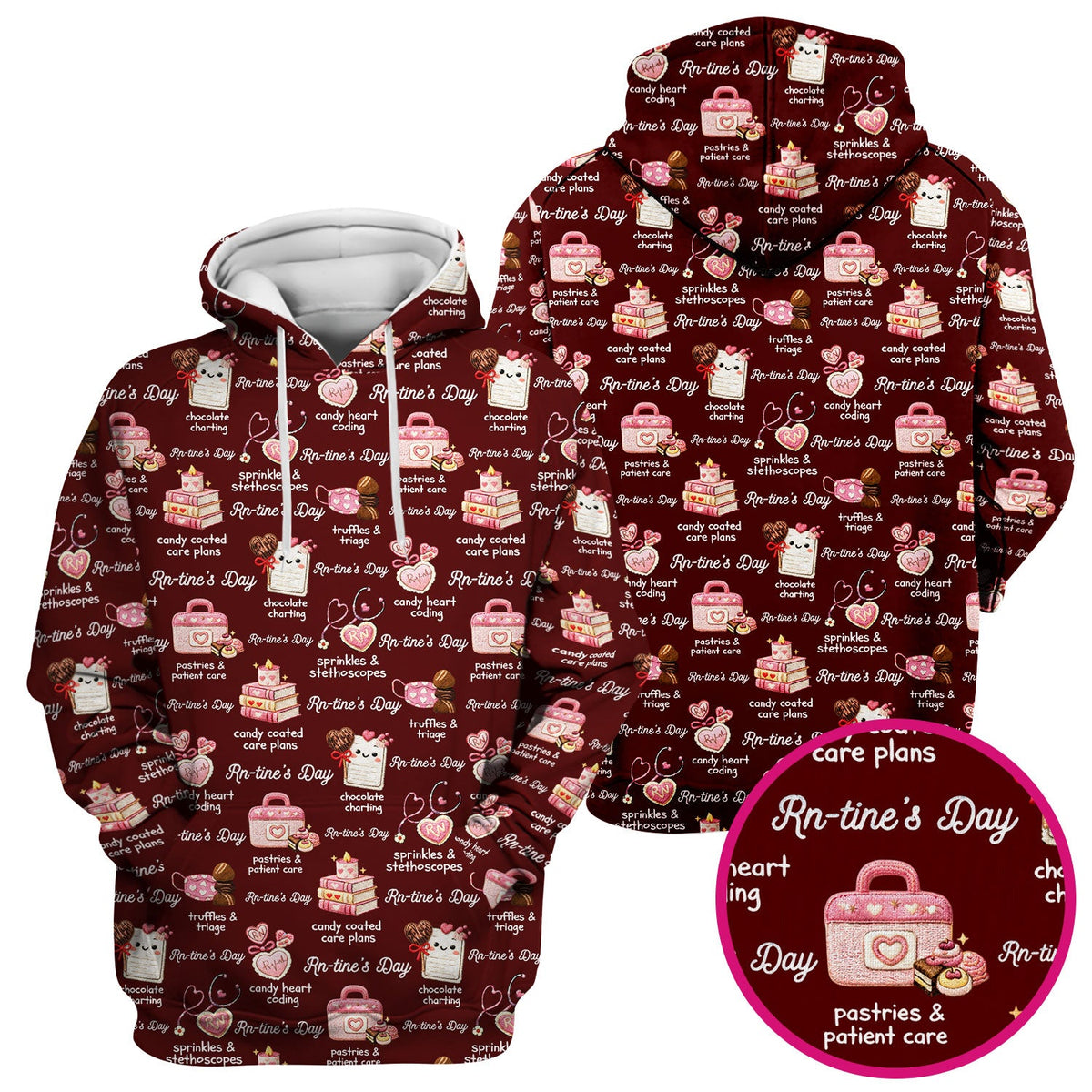 RN Sweets Valentine Stethoscope Nurse Scrub Top