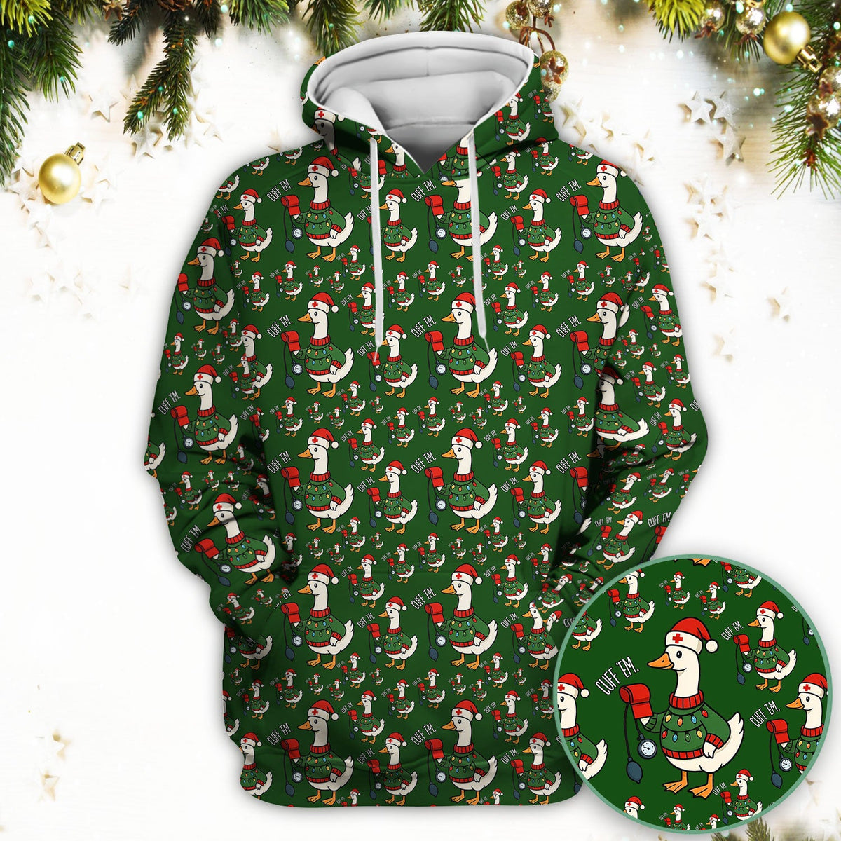 Christmas Duck Nurse Scrub Top