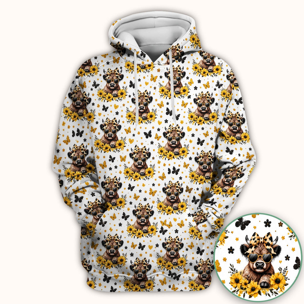 Cow Sunflower Bow Nurse Scrub Top