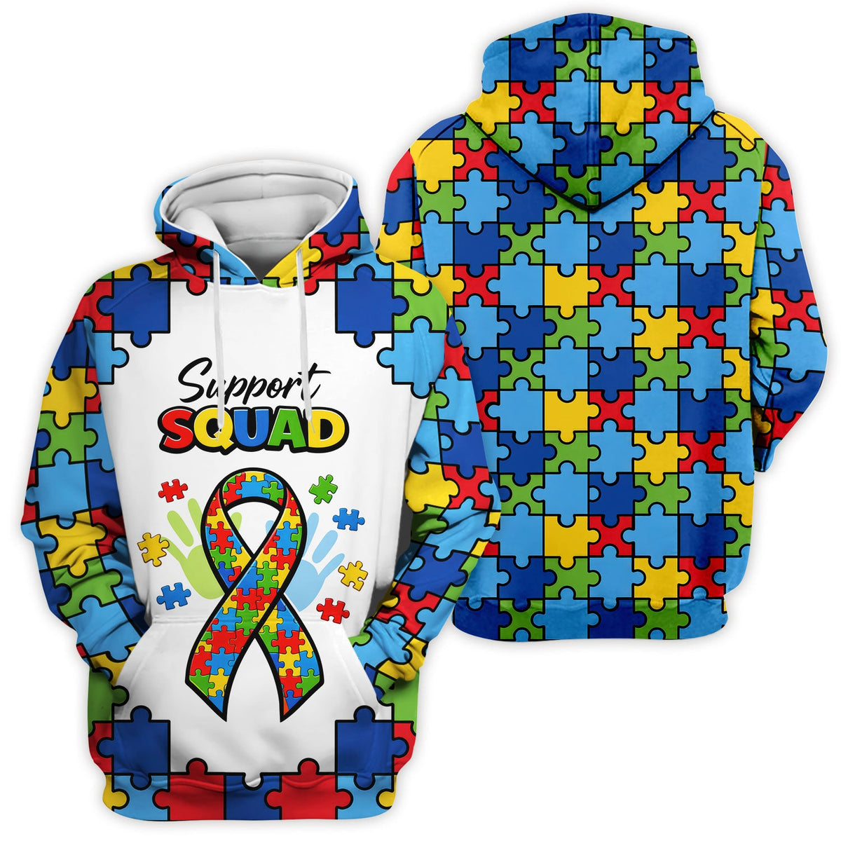 Autism Support Squad Puzzle Ribbon Nurse Scrub Top
