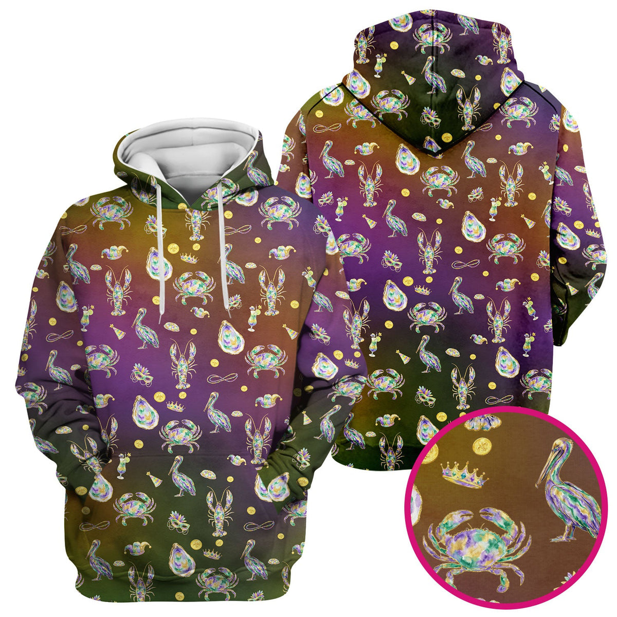 Mardi Gras Seafood Nurse Scrub Top