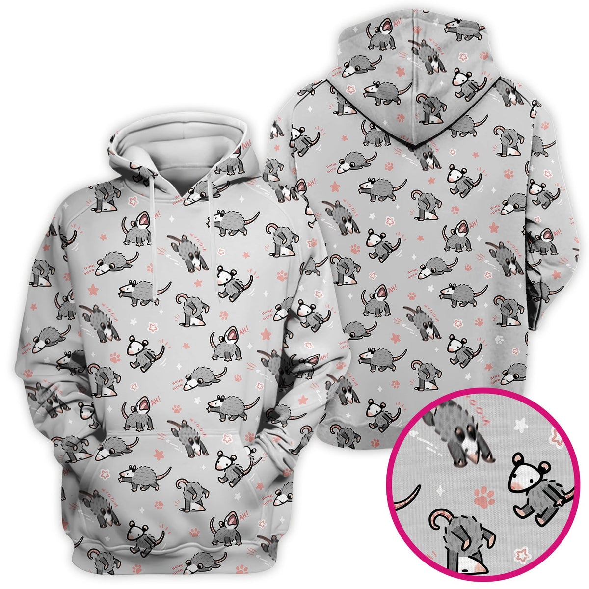 Cartoon Opossum Nurse Scrub Top