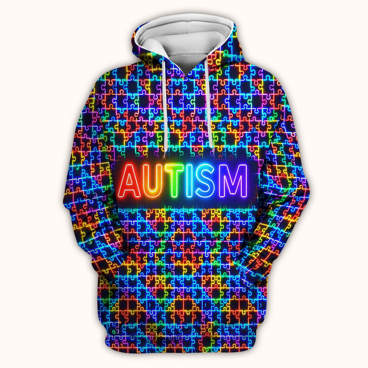 Autism Puzzle Neon Nurse Scrub Top