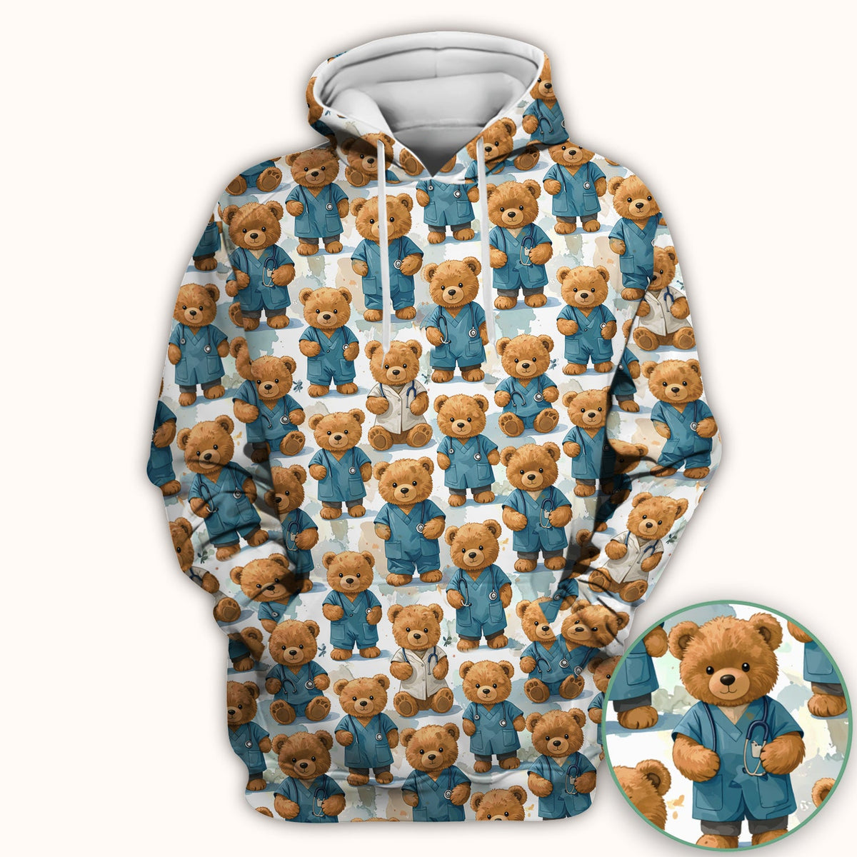 Teddy Bear Doctor Nurse Scrub Top