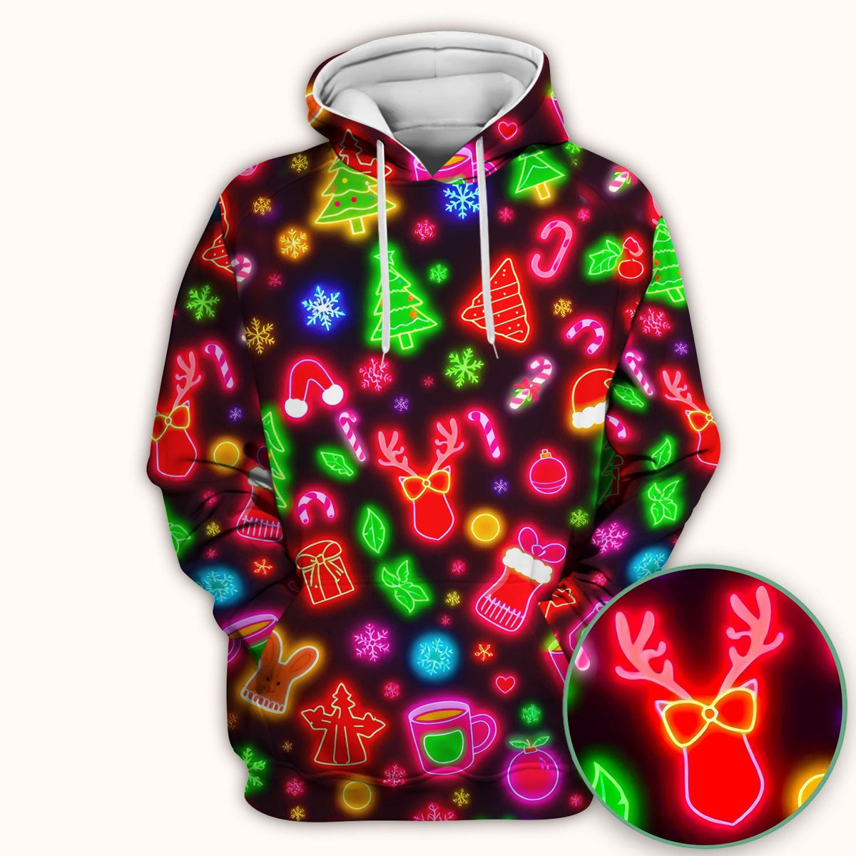 Neon Reindeer Nurse Scrub Top