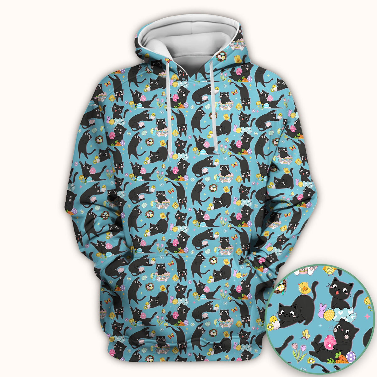 Black Cat Easter Egg Nurse Scrub Top