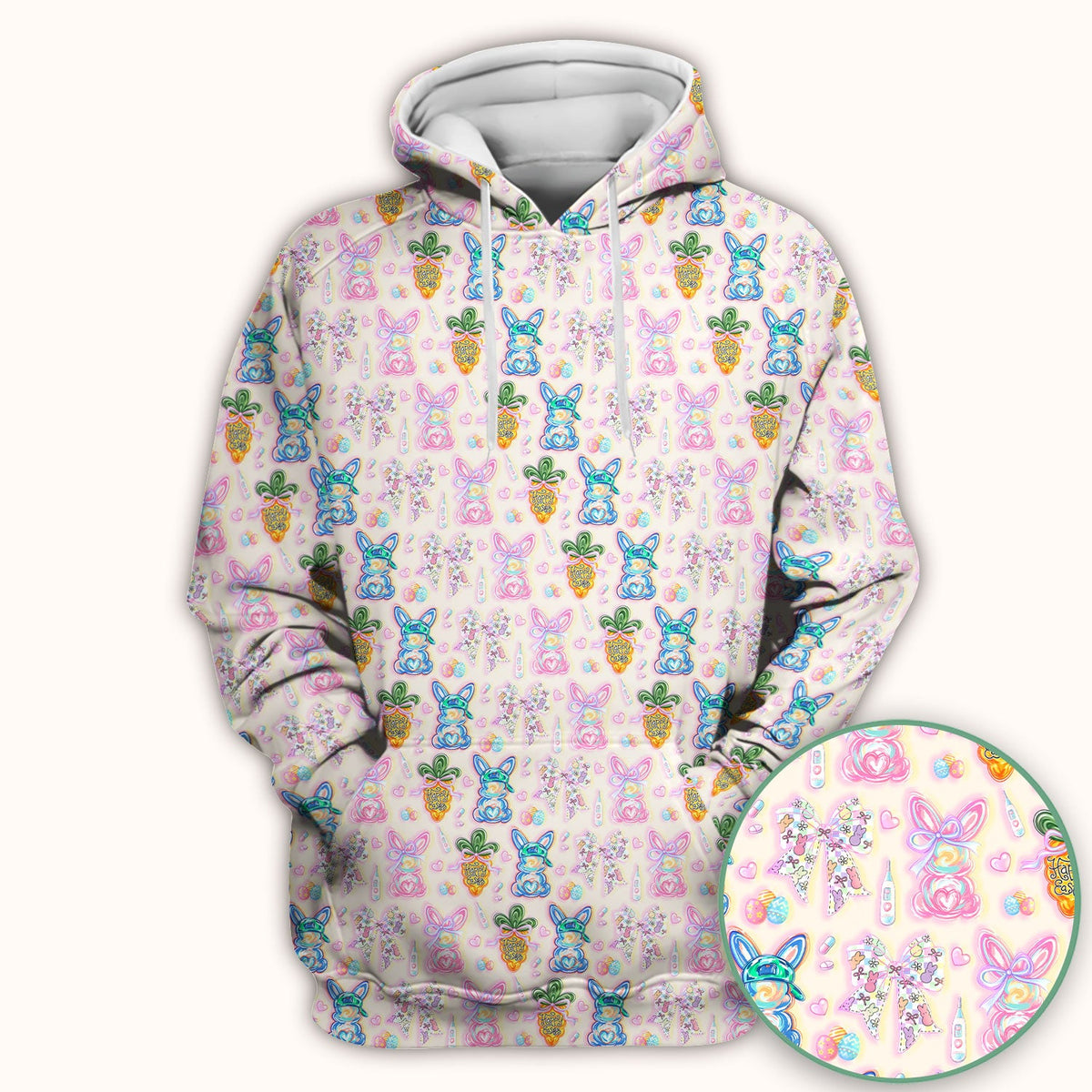 Bunny Carrot Bow Nurse Scrub Top - Easter Gift