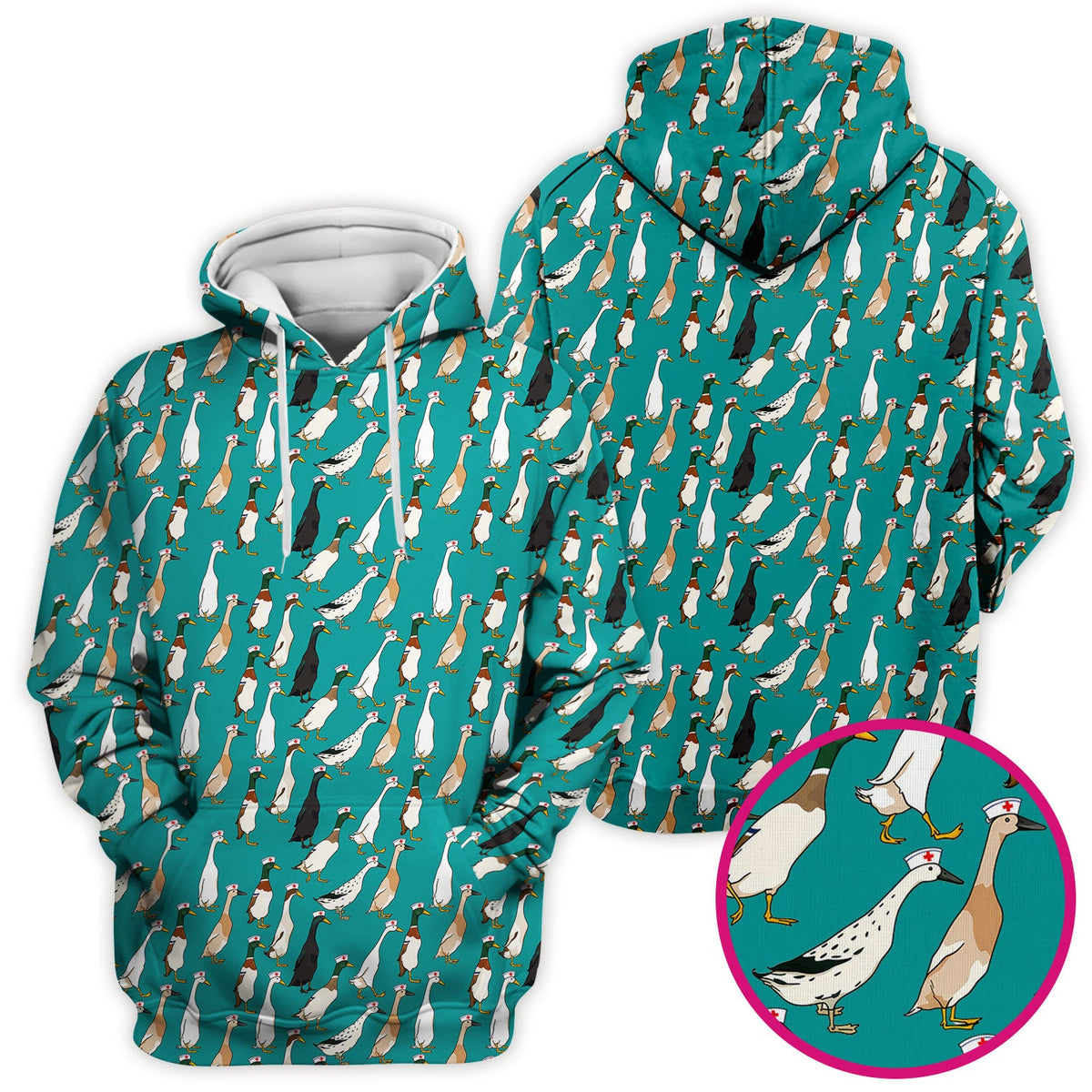 Duck Pattern Nurse Scrub Top
