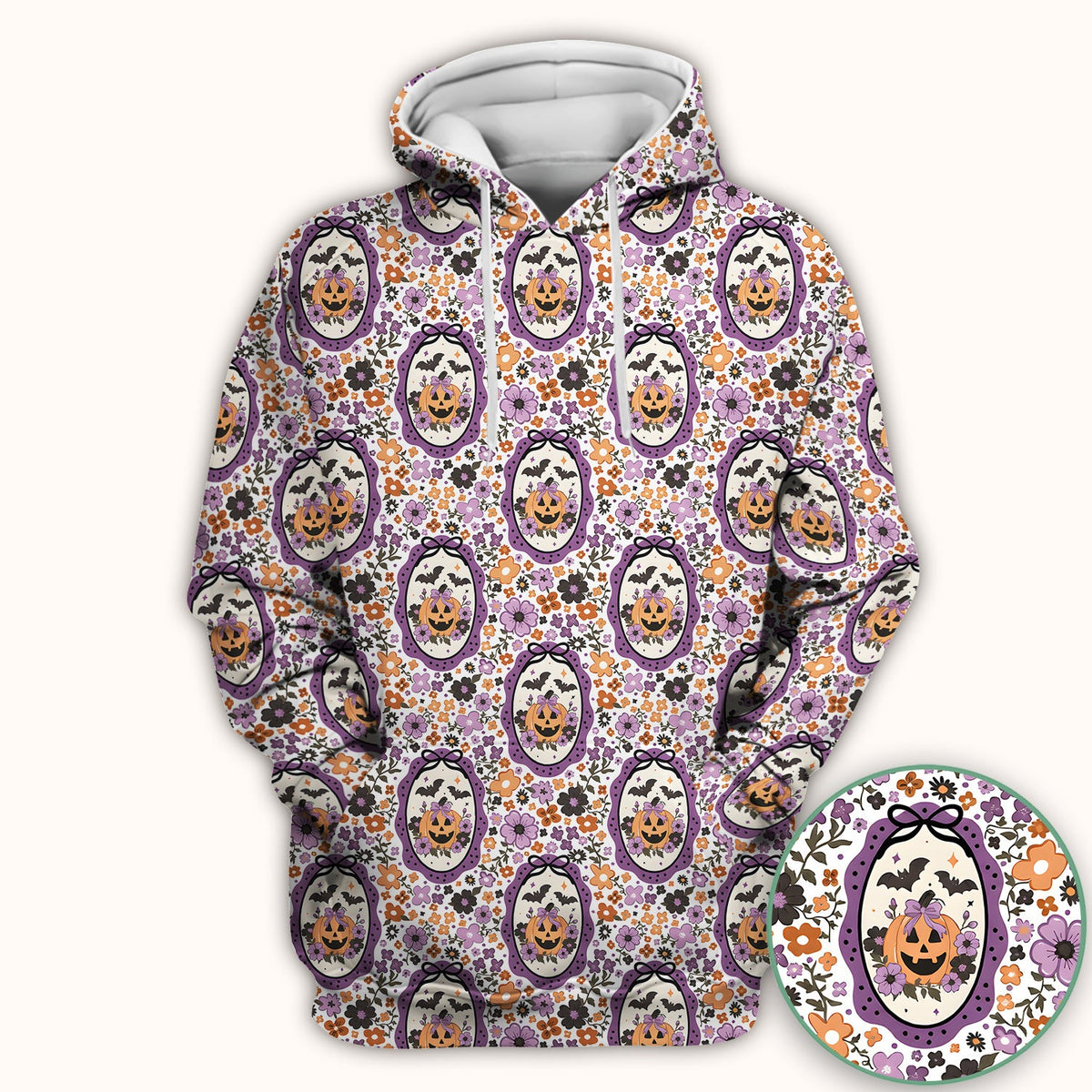 Pumpkin Floral Nurse Scrub Top - Halloween Gift