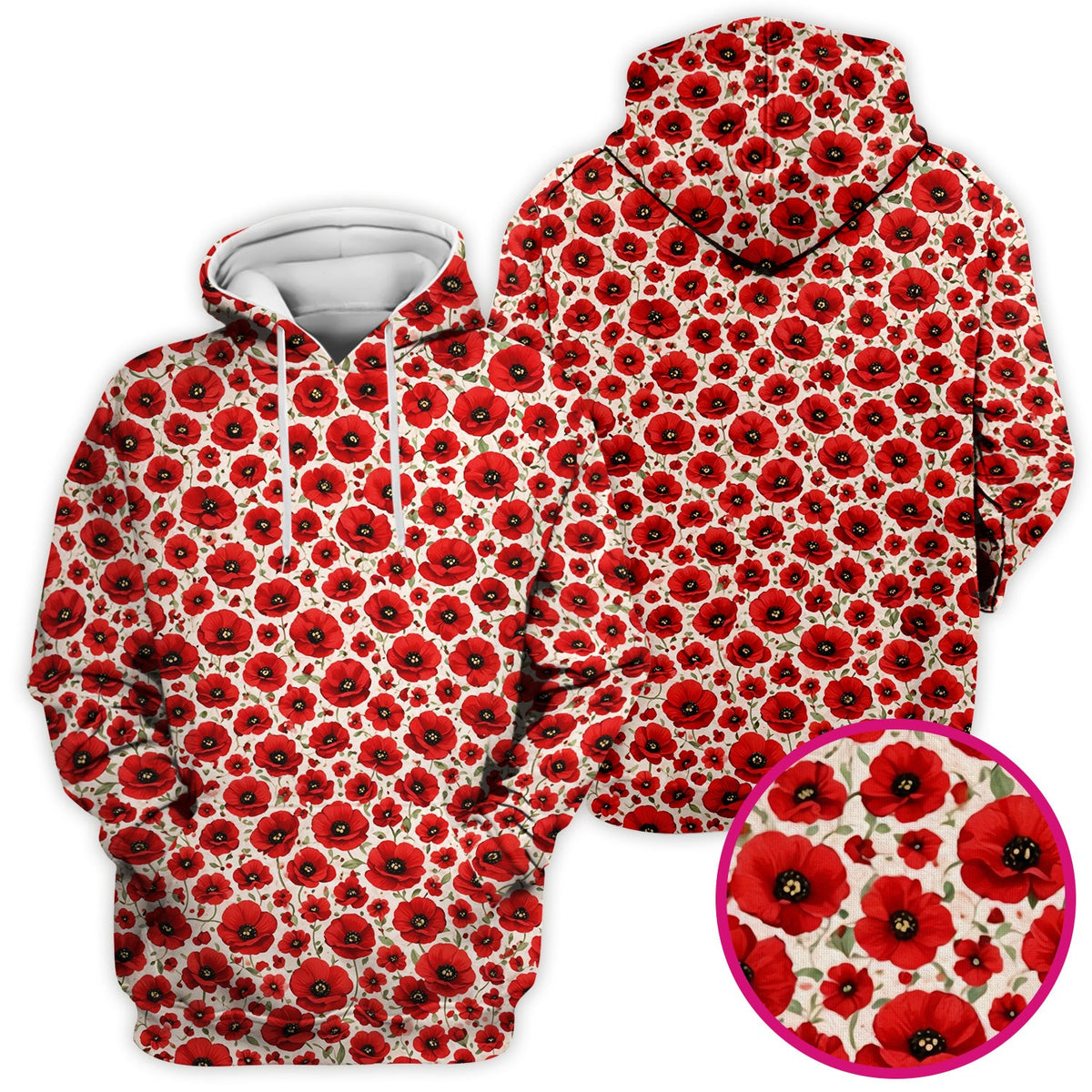 Red Poppy Flower Garden Nurse Scrub Top