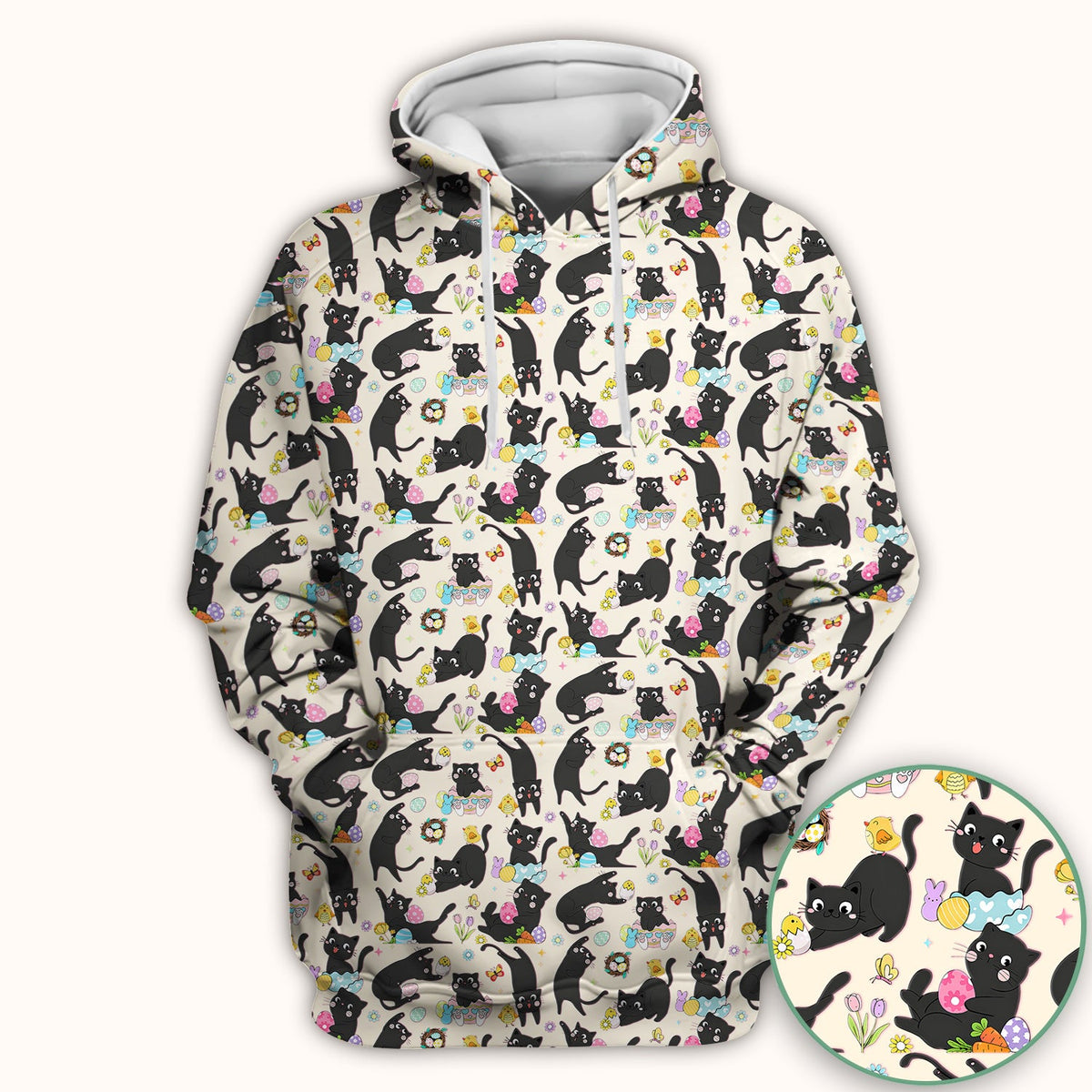 Black Cat Easter Egg Nurse Scrub Top