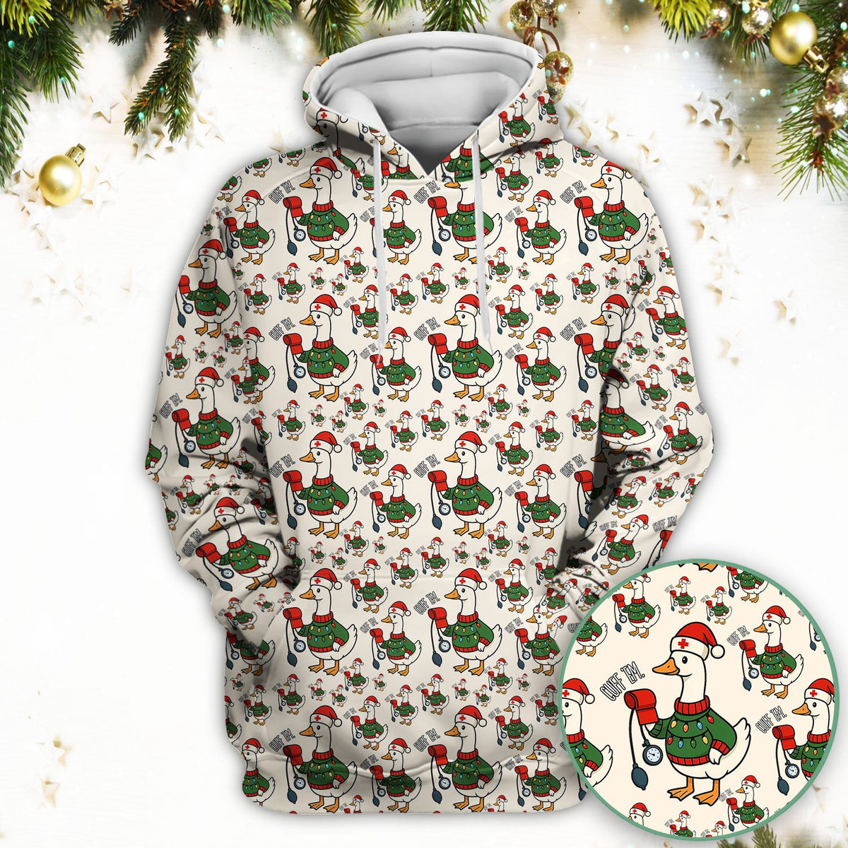 Christmas Duck Nurse Scrub Top