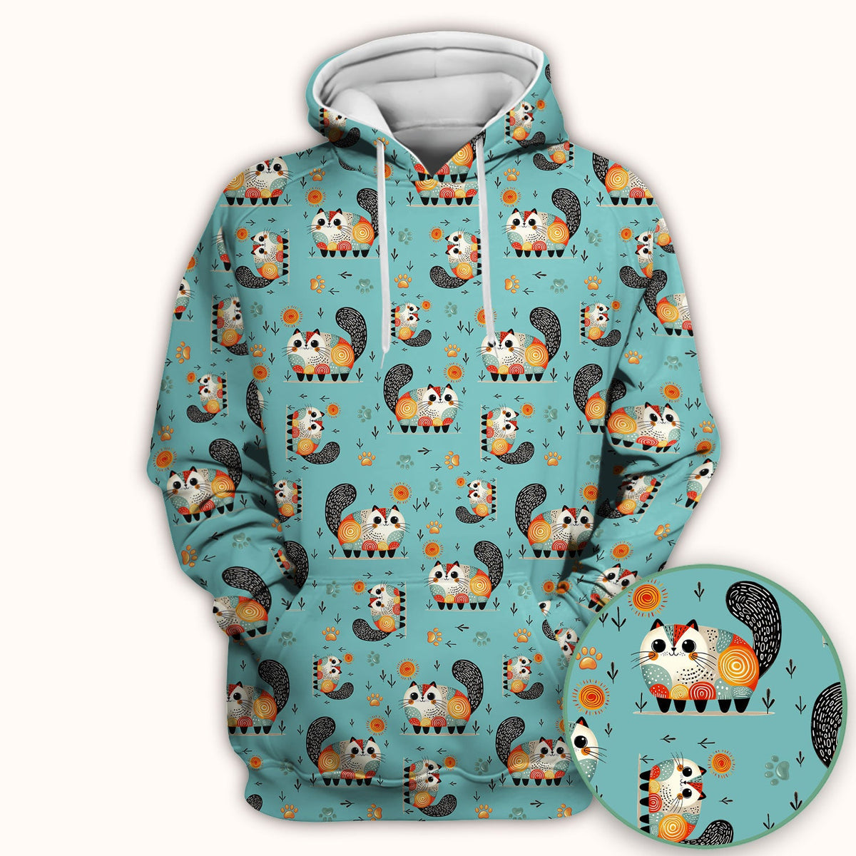 Cat Illustration Nurse Scrub Top