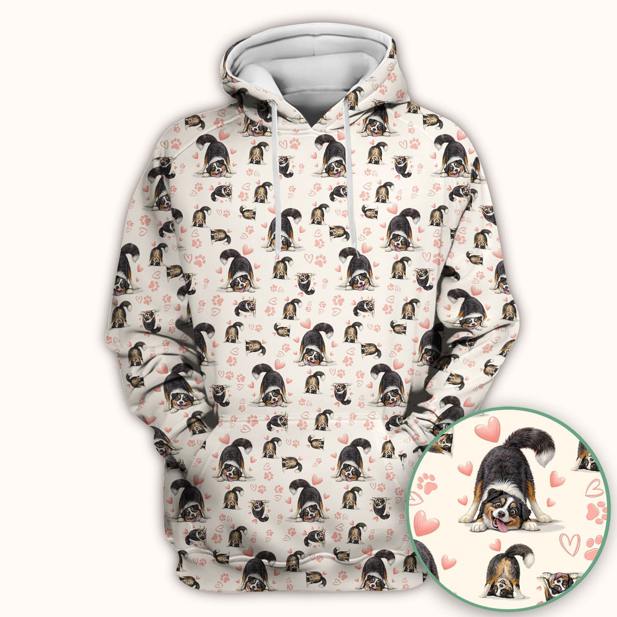 Playful Dog Heart Medical Print Scrub Top, Breathable Fabrics Nursing Uniform