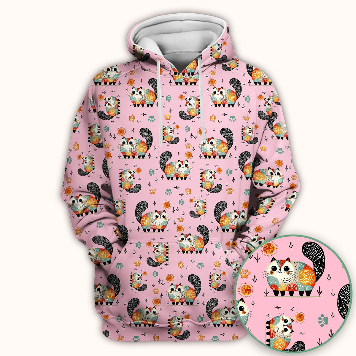 Cat Illustration Nurse Scrub Top