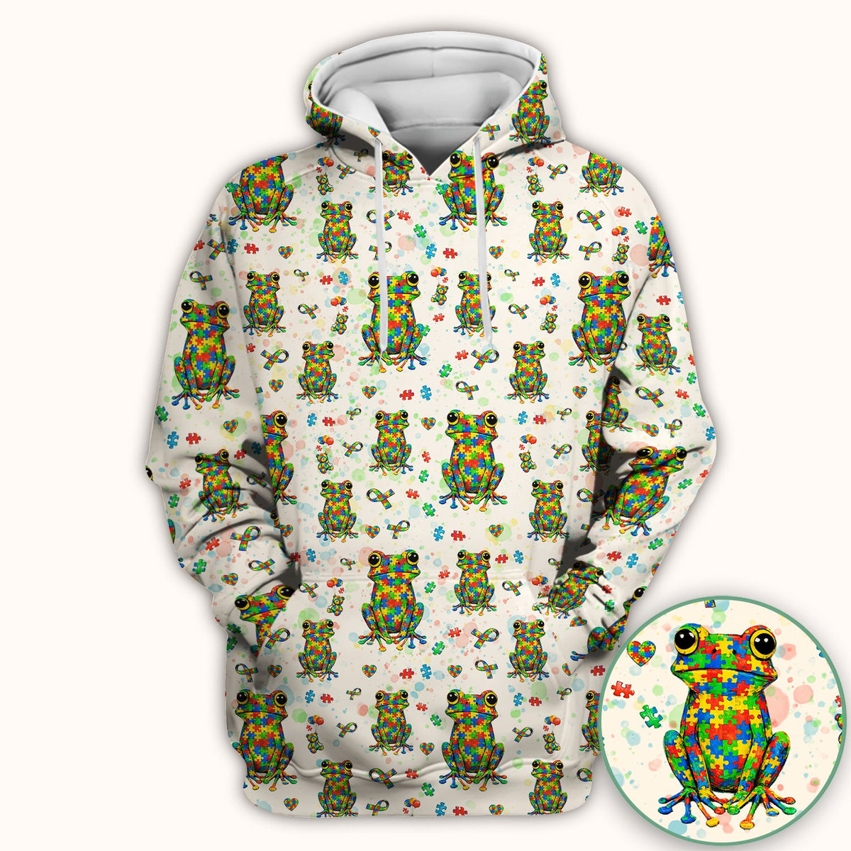 Colorful Autism Puzzle Frog Nurse Scrub Top