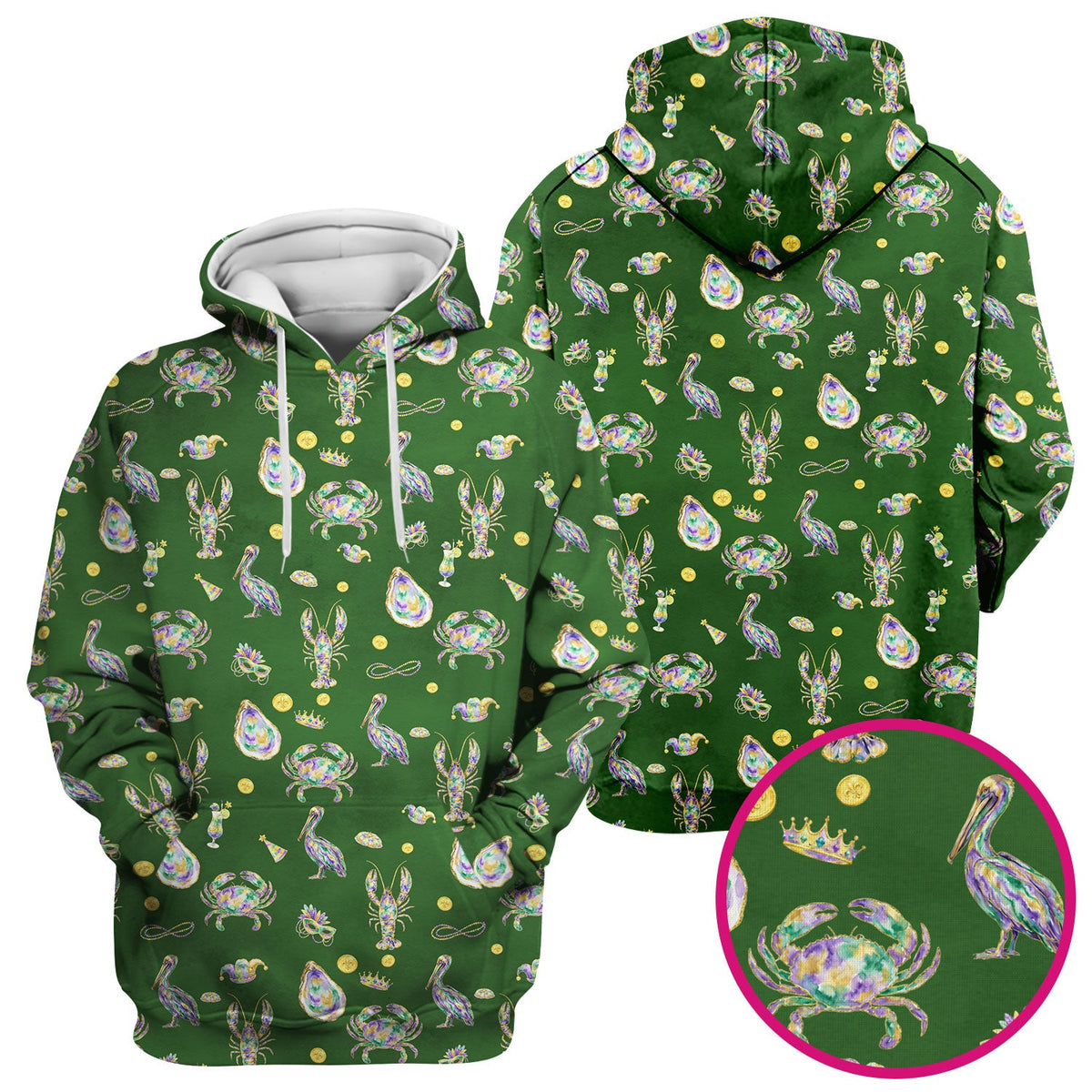 Mardi Gras Seafood Nurse Scrub Top