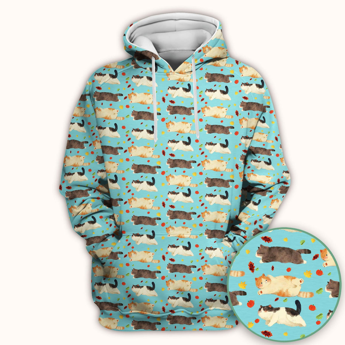 Chubby Cat Autumn Leaves Nurse Scrub Top