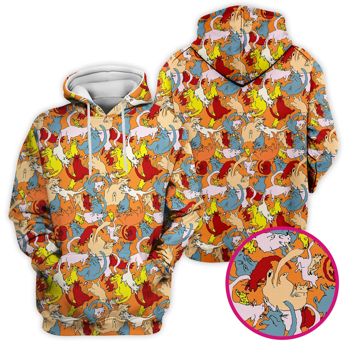 Colorful Cat Chaos Illustration Nurse Scrub Top