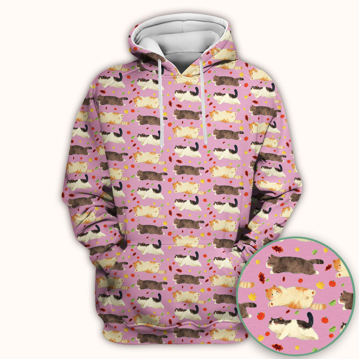 Chubby Cat Autumn Leaves Nurse Scrub Top