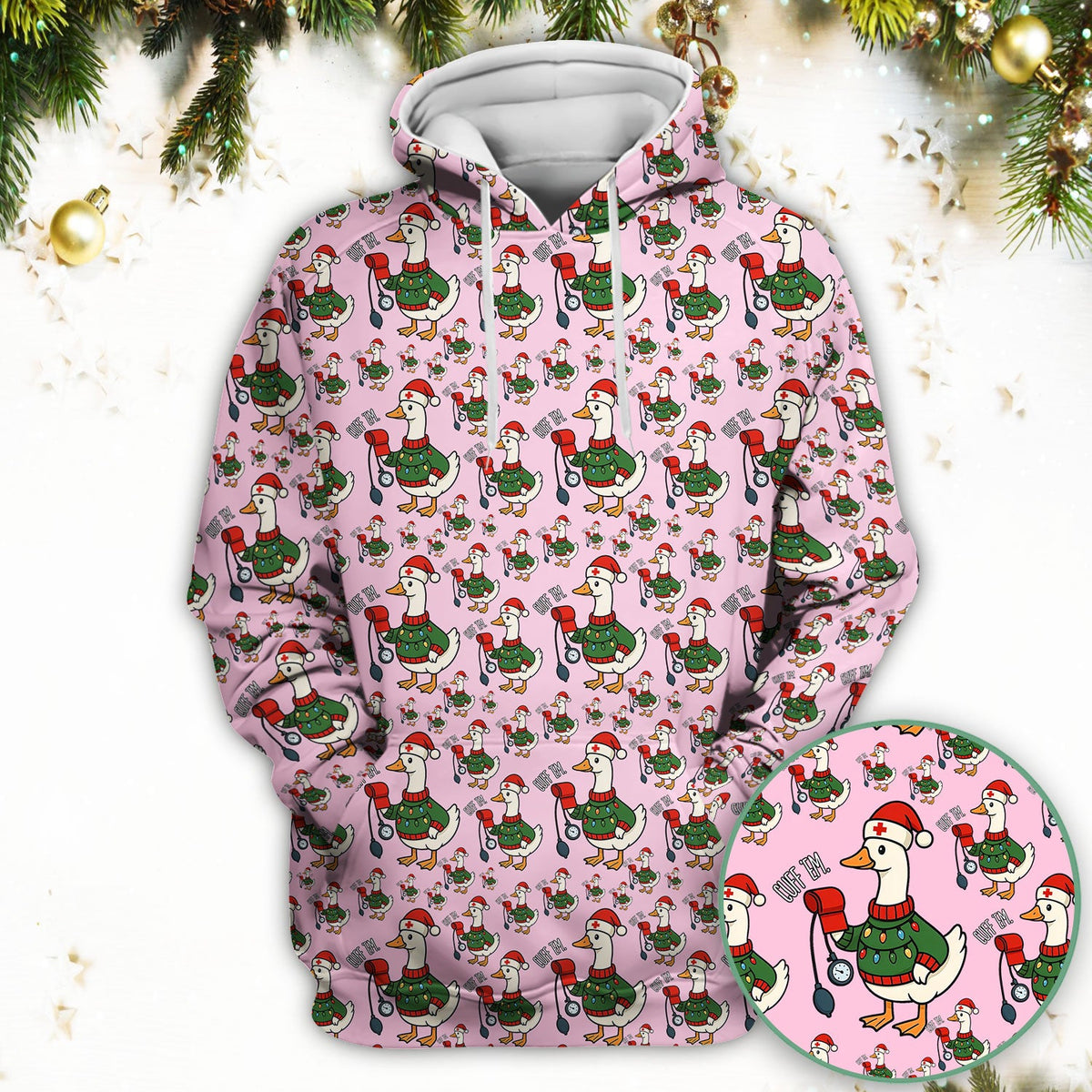 Christmas Duck Nurse Scrub Top