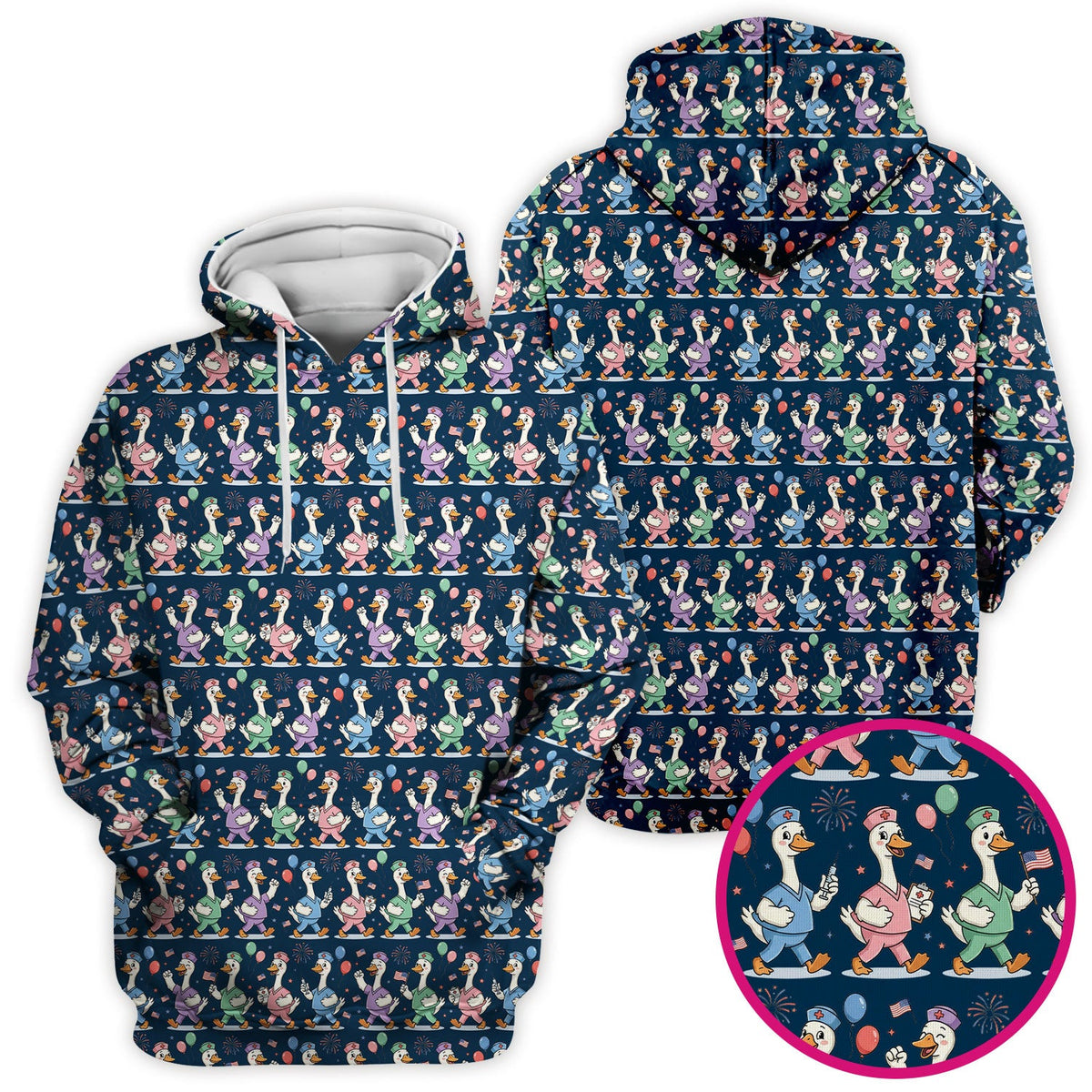 Ducks Balloons Nurse Scrub Top