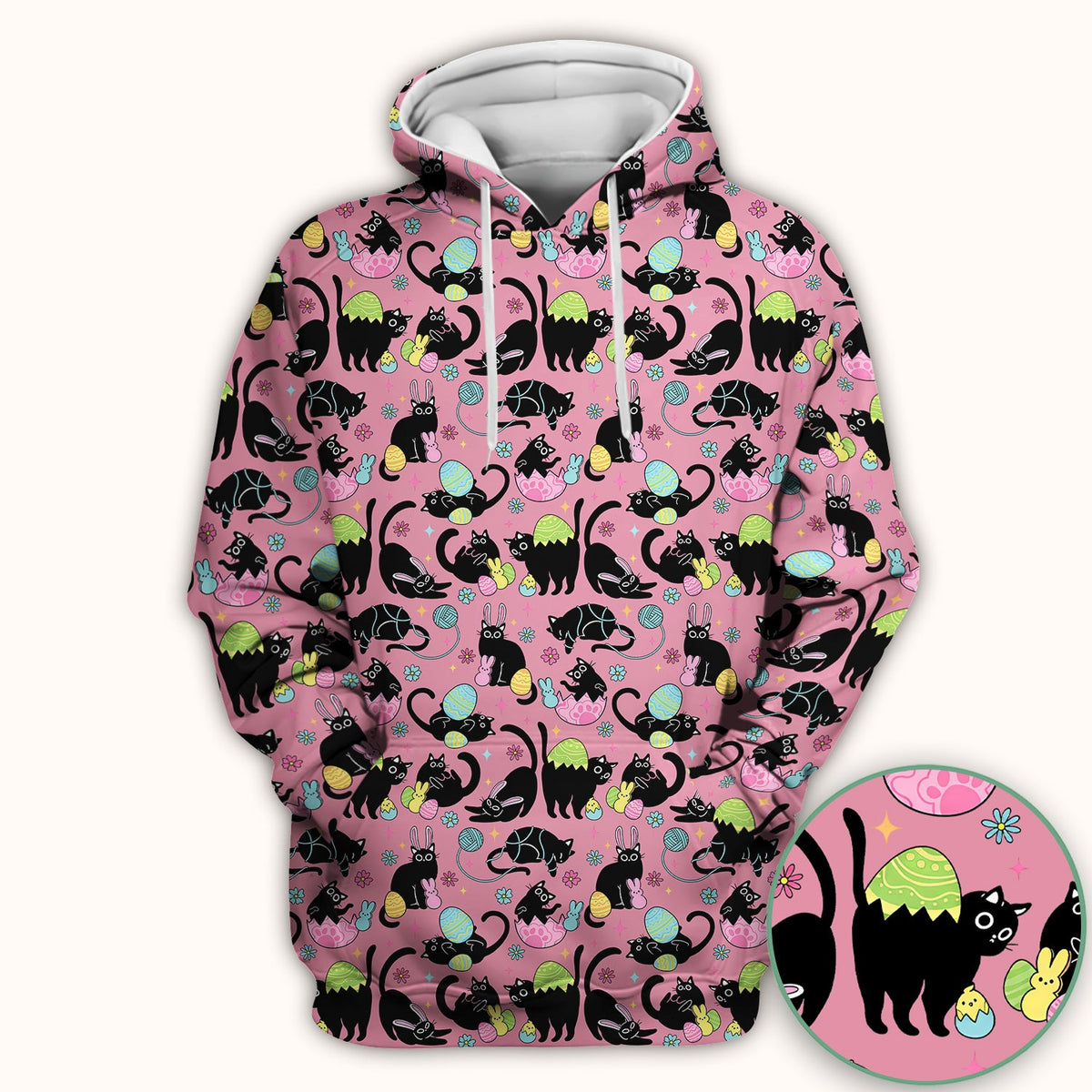 Black Cat Egg Nurse Scrub Top - Easter Gift